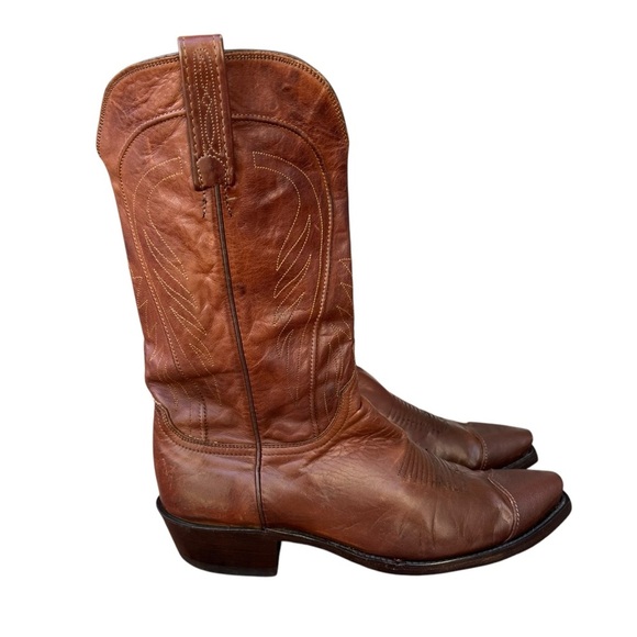 Lucchese 1883 Bart N1596 Leather Western Cowboy Boots Brown Cowhide Handmade 10D - Picture 1 of 16